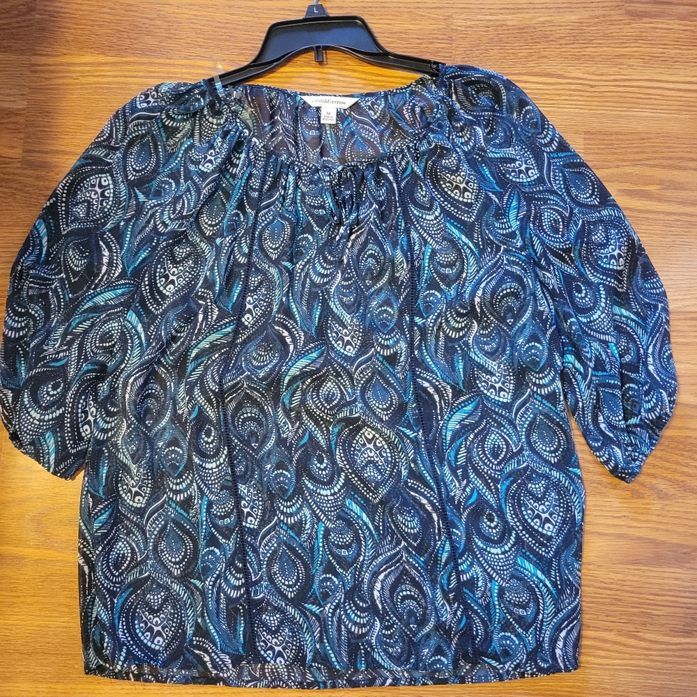 Croft & Barrow blue paisley blouse